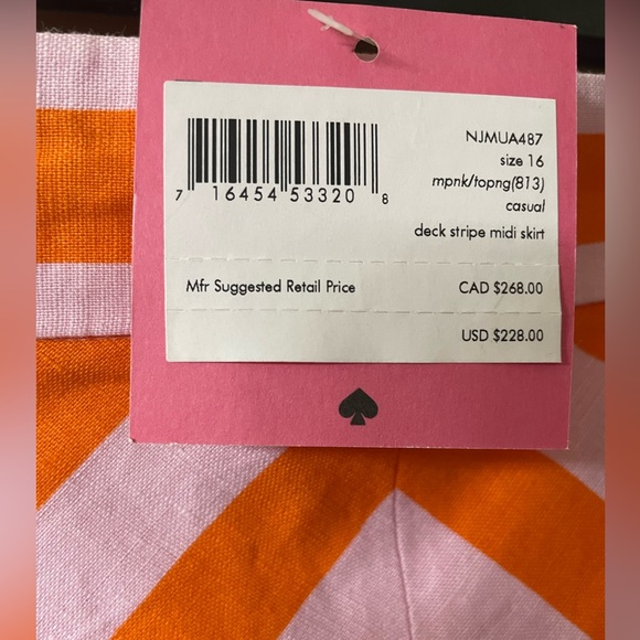 kate spade Skirts Kate Spade Deck Stripe Midi Skirt Size 6 New With